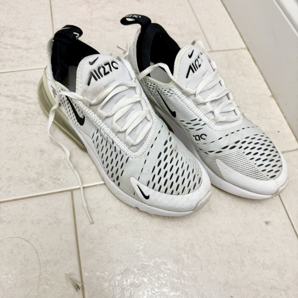 Nike Air Max 270 Women’s 7 38 White Black Mesh Cushion AH6789 Great Used Cond!